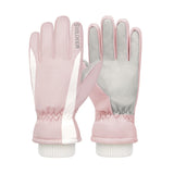 Outdoor Sports Fleece Lined Windproof Touchscreen Ski Gloves,women's pink