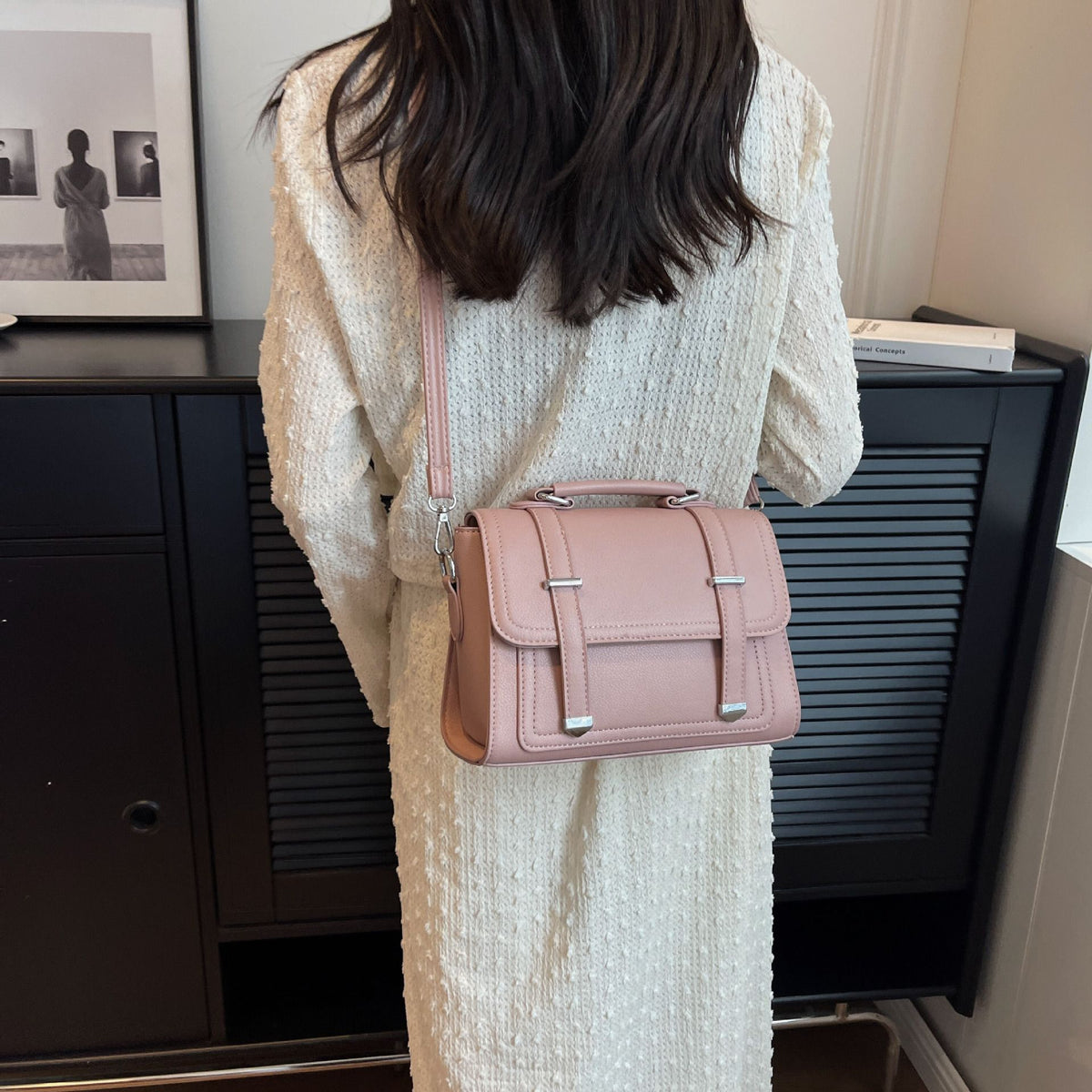 Women Leather Satchel Purse Vintage Small College Crossbody Messenger Bag Work Cross-body Bag Leather Medium Flapover Shoulder Bag
