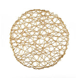Hand Made Paper Rope Woven Placemats for Dining Table Set of 2,Round Non Slip Dinner Mats DIY Table Mats Decorative Mat (2pcs)