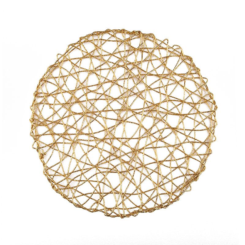 Hand Made Paper Rope Woven Placemats for Dining Table Set of 2,Round Non Slip Dinner Mats DIY Table Mats Decorative Mat (2pcs)