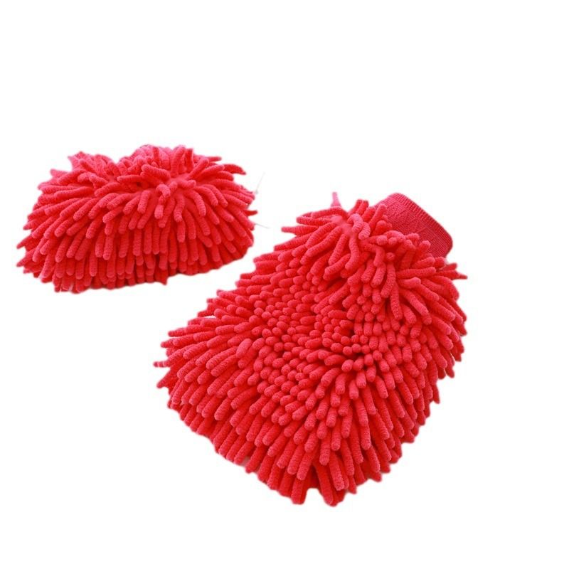 Premium Microfiber Wash Mitt, Soft Scratch-Free Double-Sided Chenille Washing Gloves Perfect for Car Washing and Detailing (Red