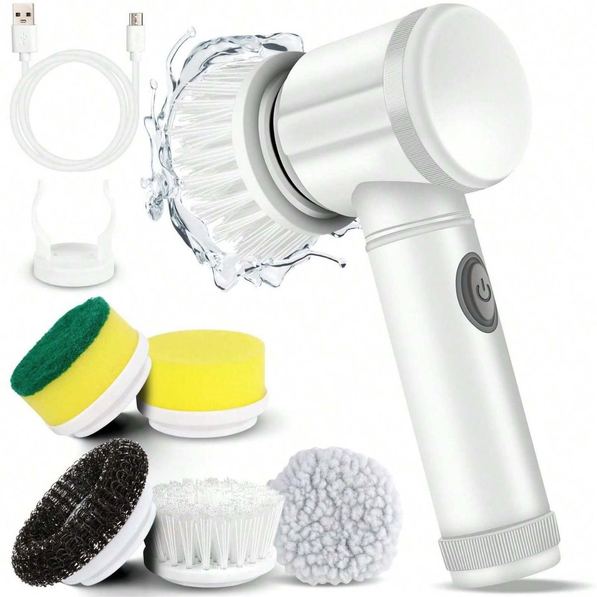 Electric Cleaning Brush, Electric Spin Scrubber with 5 Brush Heads, for Cleaning Kitchen, Bathtub, Dish, Sink, Window, Wall