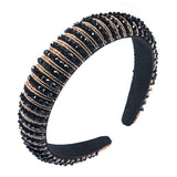 Handmade Pearl Headband Soft Velvet Fashion Padded Lining Hair Hoop Bridal Elegant Wedding Wide Headwear Accessories （2pcs）
