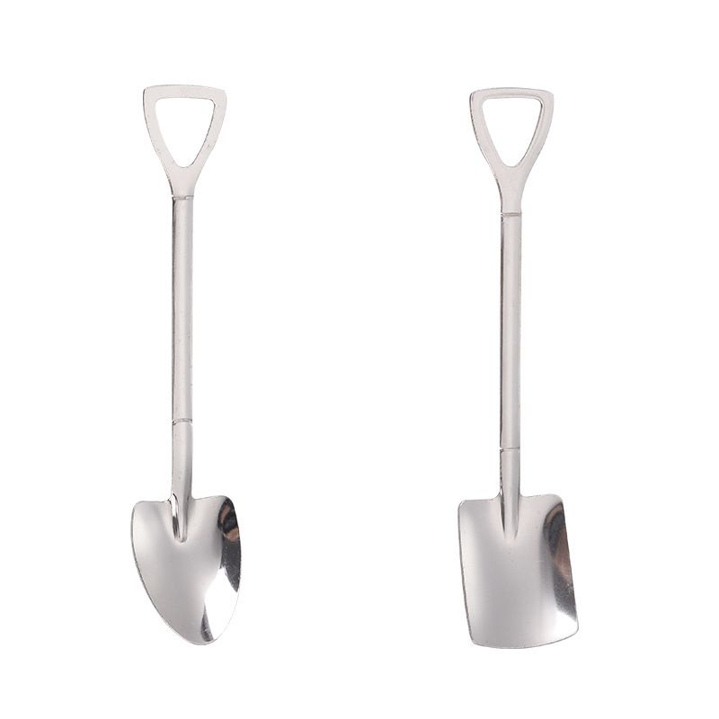 2 Pcs Stainless Steel Shovel Shape Spoon Pointed Spoon Coffee Tea Sugar Stirring Spoon Cake Dessert Spoon, Cat Dog Food Scooping