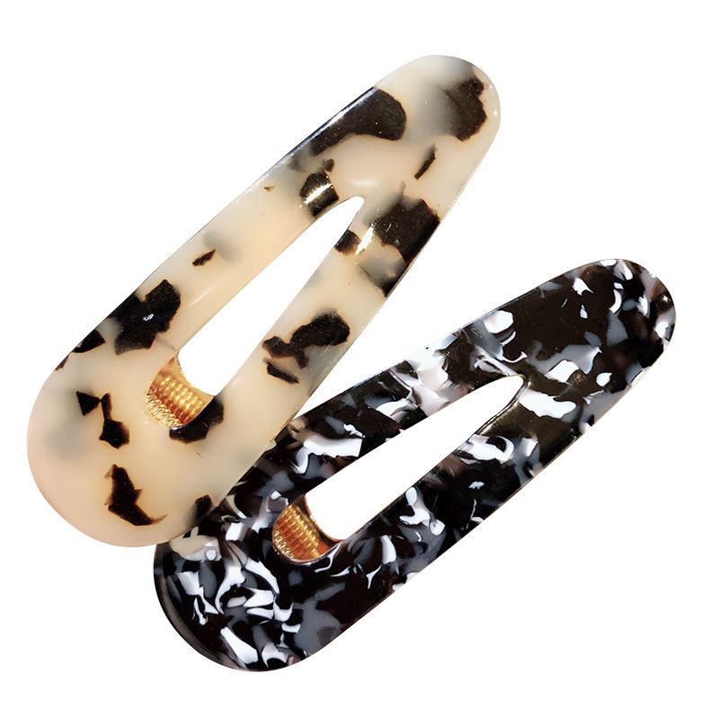 4Pcs Acetate Hair Clip Bangs Clip - Women Resin Marble Pattern Geometric Duckbill Clamps Alligator Hair Clips Hairpins Side Clip