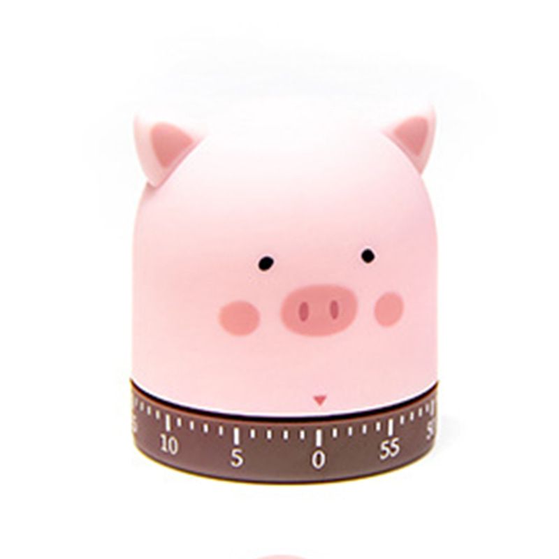 Mechanical Kitchen Timer with Cute Cartoon Rotating Countdown Loud Alarm Timer for Cooking/Reading/do Sports Time(Fox and Pig)
