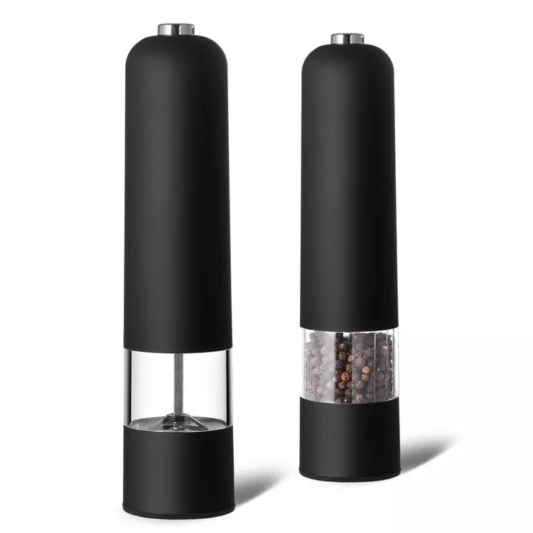 Electric Stainless Steel Salt and Pepper Grinder with Warm Automatic Salt Pepper Mill Grinder for Kitchen,Outdoor （2pcs）