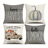 Fall Decorations Pillow Covers Autumn Thanksgiving Outdoor Throw Pillow Covers, Pumpkin Farmhouse Harvest Cushion Covers （4pcs）