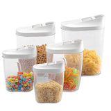 5Pcs Food Storage Box Clear Container Set with Pour Lids Kitchen Food Sealed Snacks Dried Fruit Grains Tank Storage Cereal Box
