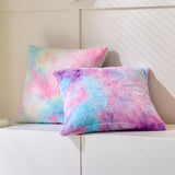 Soft Faux Fur Throw Pillow Covers Pack of 2 Peach Decorative Tie Dye Throw Girls Pillow Covers Cute Cushion Cases Pillowcases
