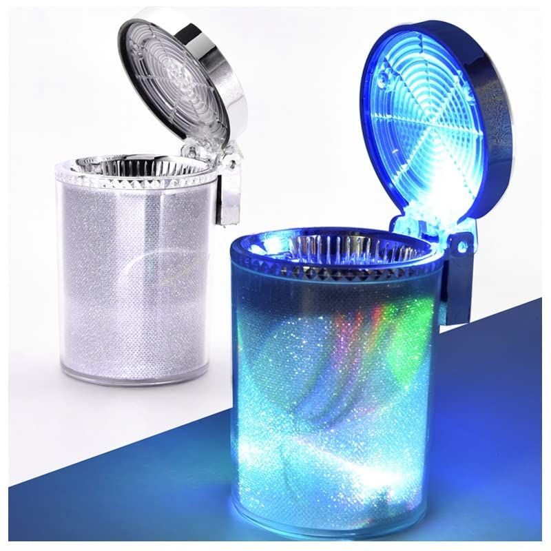 Car Ashtray, Auto Ashtray With LED Light, Mini Car Trash Can, Portable Ashtray with Lid Suitable for Most Vehicles