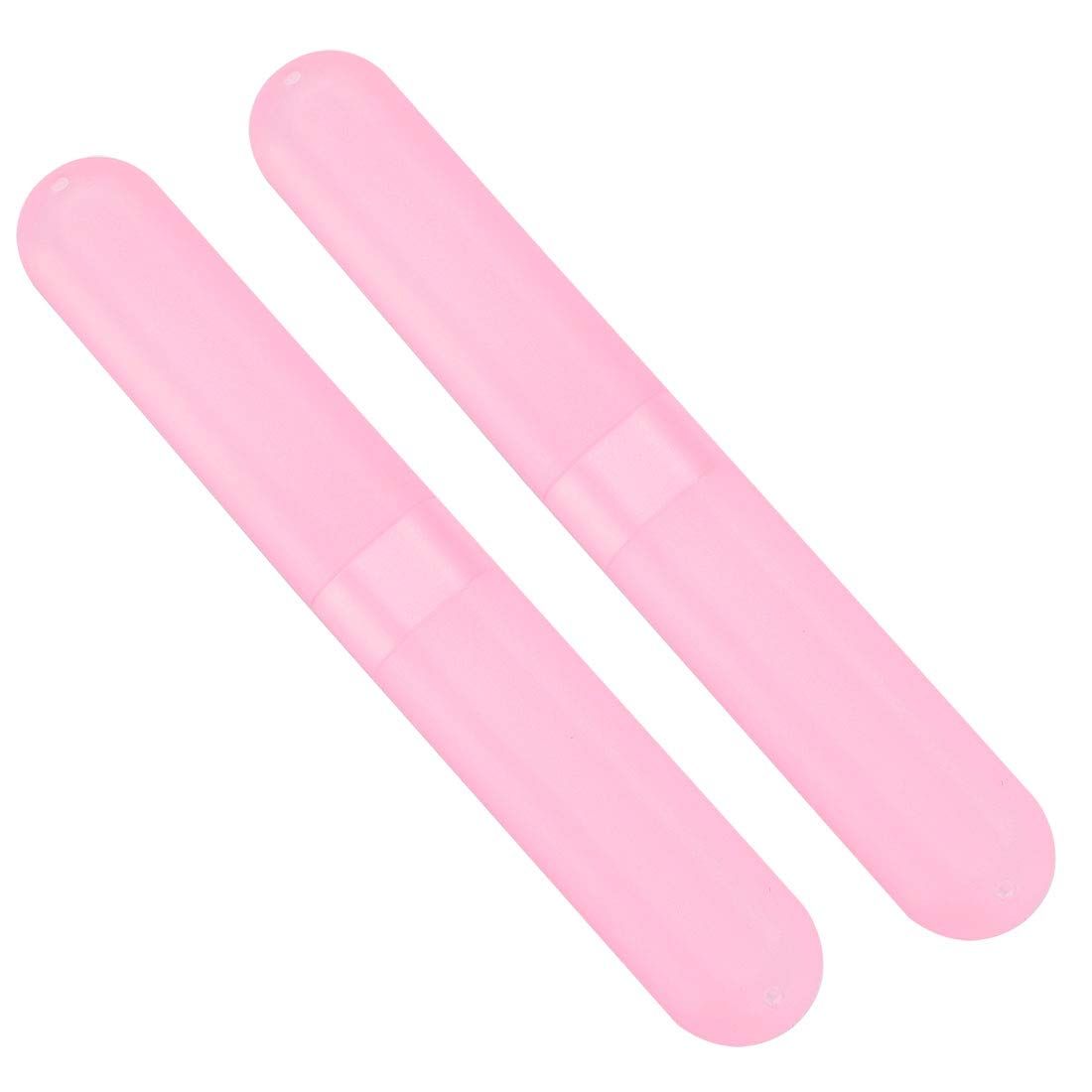 2pcs Travel Toothbrush Case Plastic Container Portable Toothbrush Holder for Travel Home Camping Pink