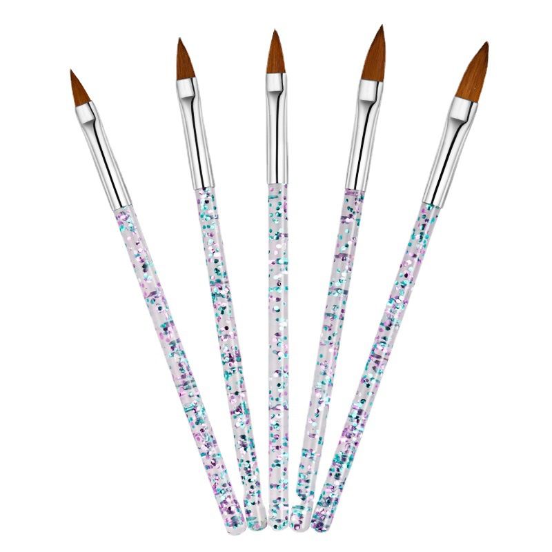 Nail Art Painting Liner Acrylic Brush Gel 3D Carved Powder DIY Manicure Pen Kit Set 5 PCS For Starter