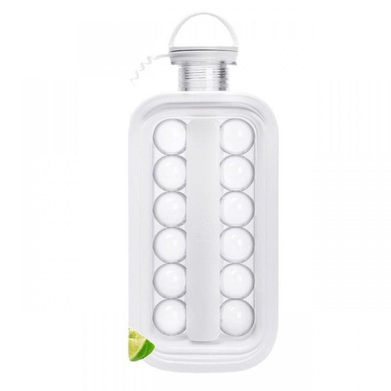 Trays 2 in 1 Portable Ice Ball Maker Kettle With 17 Grids Flat Body Lid Cooling Ice Molds For Hockey,Cocktail,Coffee,Beer