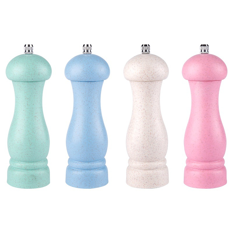 Wheat Orange Straw Pepper Grinder Coarse Salt Pepper Grinder Spice Bottle Manual Pepper Grinder, bubble bag （4pcs）
