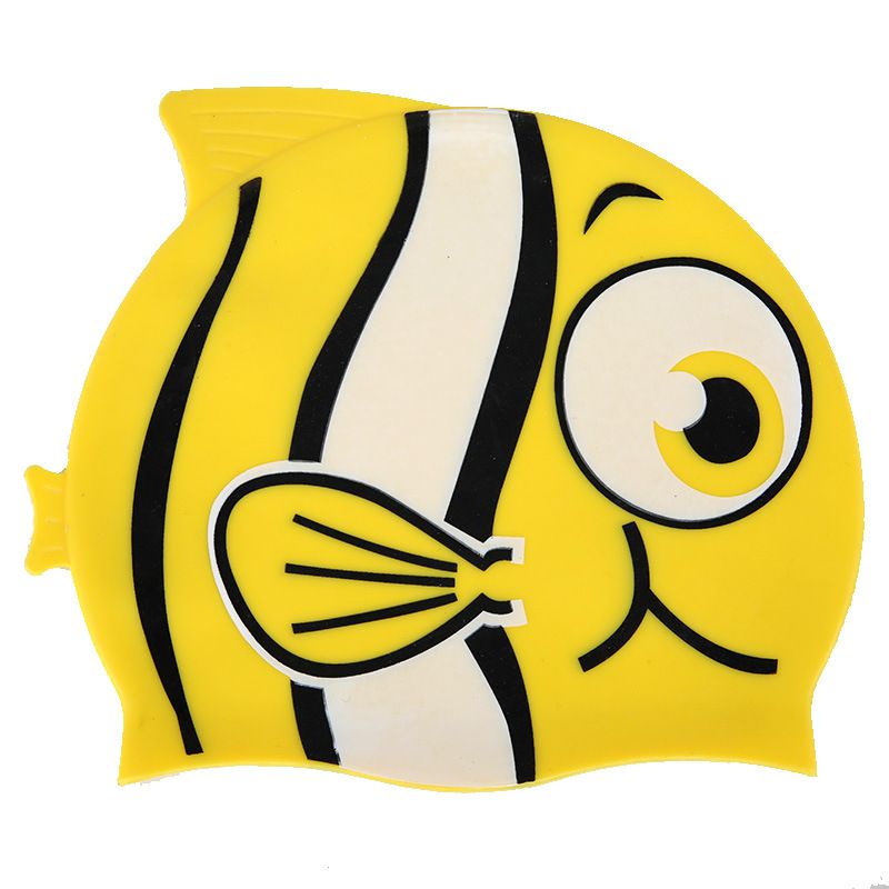 2 Packs Kids Cartoon Fish Swim Caps Children Elastic Swimming Hats Silicone Swimming Caps for Girls and Boys Waterproof Stretchy