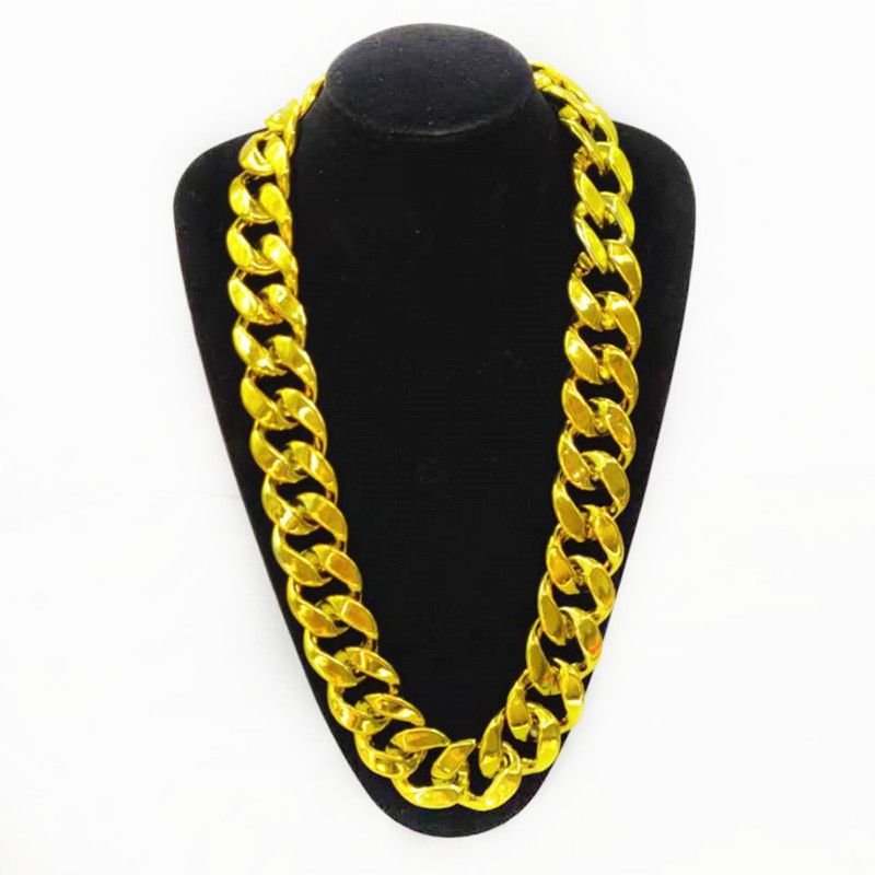 Plastic Chunky Gold Necklace for Men Women,Fake Gold Chain Rapper Punk Hip Hop Necklace Costume Jewelry Accessory