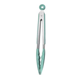 Stainless Steel Serving Kitchen Food Tongs with Non-Slip Silicone Grip for Serving, Cooking (Nordic green 9 inch)