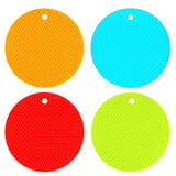 4 Pack 4 Round Heat Resistant Pot Holders Set, Silicone Color Table Mats Large Coasters for Kitchen Counter