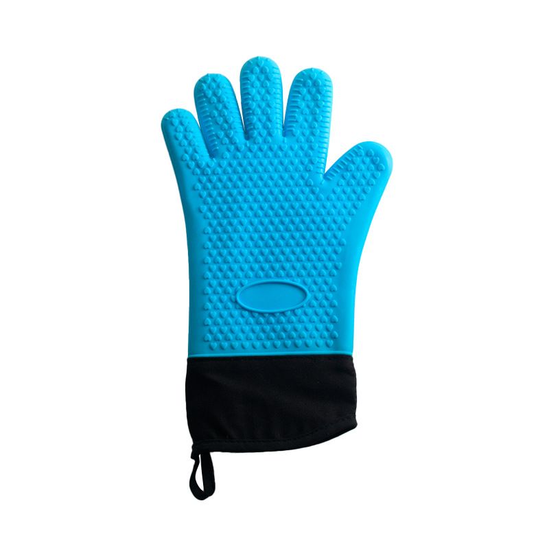 Oven Mitts Silicone and Cotton Double Layer Heat Resistant Microwave Gloves - Waterproof, Heat-Insulated and Durable - 1 Pair