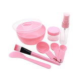 9 Pcs DIY Facial mask Mixing Tool Kit with Bowl Stick Silicone Brush Spray Bottle Puff Soaking Bottle Gauges (Pink)