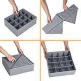 Sock Underwear Organizer Dividers,24 Cell Fabric Foldable Cabinet Closet Organizers and Storage Boxes for Storing Socks, Underwear