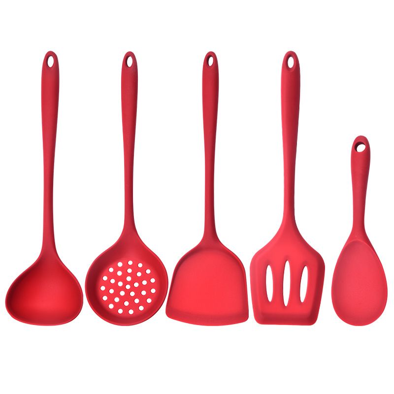 Silicone Cooking Utensils Set (5 Piece Set)-kitchen utensils set -Non Stick Spatula，Mixing and slotted Spoon，High Heat Resistant