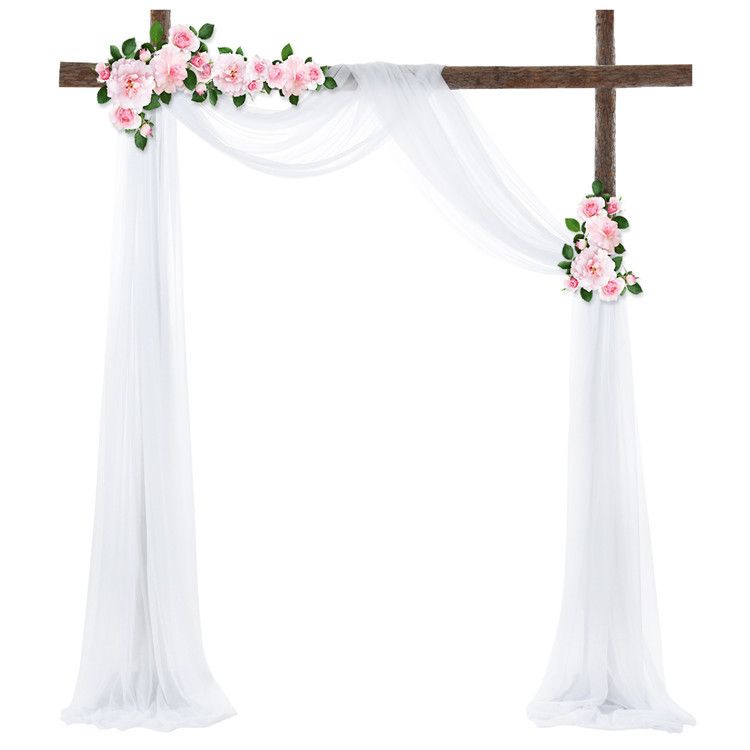 Wedding Arch Draping Fabric 1 Panel of 50*570cm White Chiffon Drapery for Outdoor Ceremony Wedding Ceiling Decorations