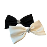 3 Pieces Decorative French Hair Barrettes with Pearl Rhinestone Spring Hair Bow Clips Pins Grips Accessories for Women Girls Teens