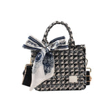 Tote Bag, Denim Fabric Soft Handbag Underarm Bag, Tassels Checkerboard Shoulder Bag, Handbags for Women Vacation Travel