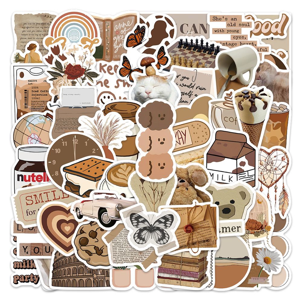 60 Pcs Vintage Stickers, Waterproof Scrapbook Aesthetic Sticker, Daily Planner, Water Bottles, Handbook Junk Diary Stickers