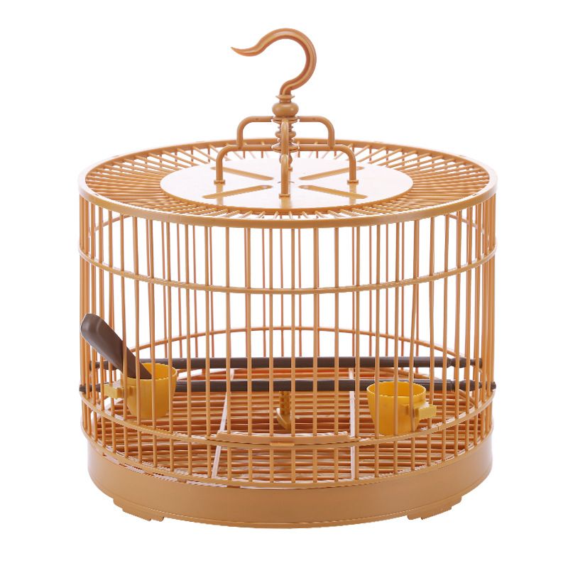 Small Bird Cage Bird Cage Plastic Round Bird Cage with Feeding Bowls and Standing Poles - Hanging Bird Cage for Parakeet Budgie