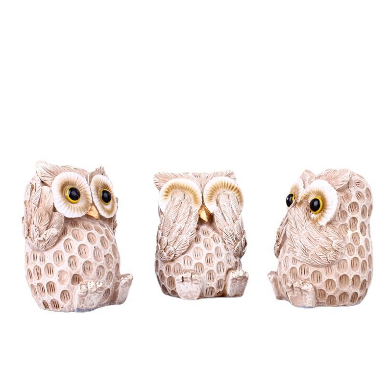 Set of 3 Owl Statues Home Décor,Cute Owl Figurines for Shelf,Living Room Bedroom Office Desktop,Bookshelf,Animal Sculptures Gifts