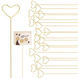 20Pcs Floral Picks Metal Floral Place Card Holder,Heart Loop Picture Holders, Flower Card Holder Stick,Gold Heart Floral Picks