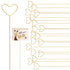 20Pcs Floral Picks Metal Floral Place Card Holder,Heart Loop Picture Holders, Flower Card Holder Stick,Gold Heart Floral Picks
