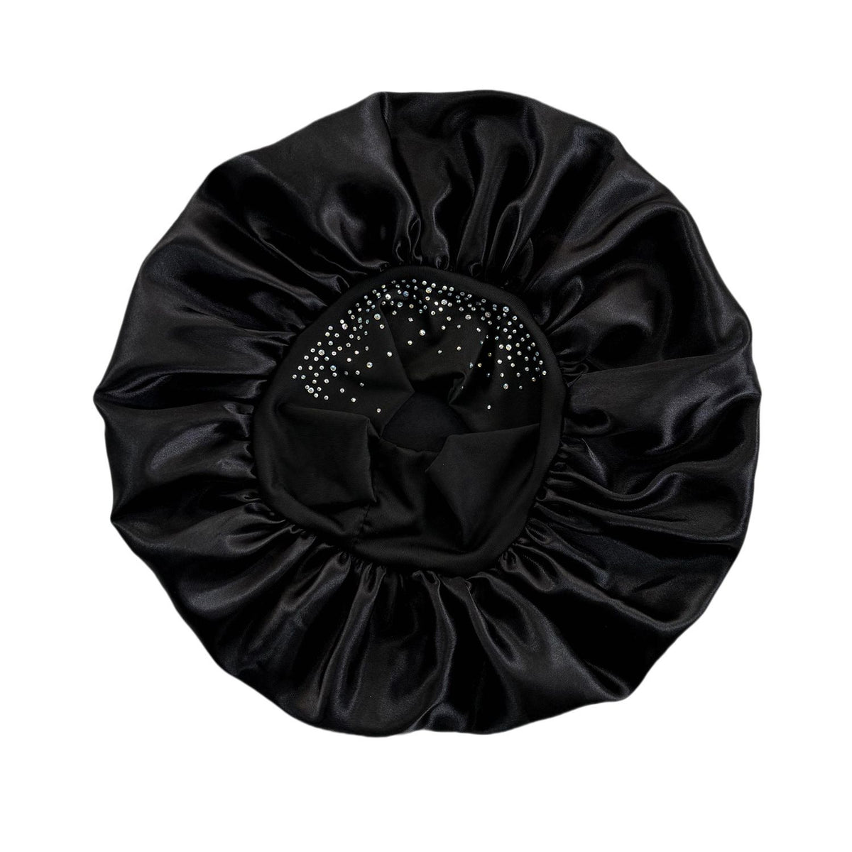 Hair Bonnet Glittering Pearls and Rhinestones Satin Bonnet Wide Band Sleeping Cap
Satin Stretch Night Care Wide-brimmed