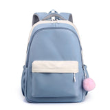 Large Capacity Nylon Backpack with Bear Doll for Women Casual Water-Resistant Travel College Daypack （blue）