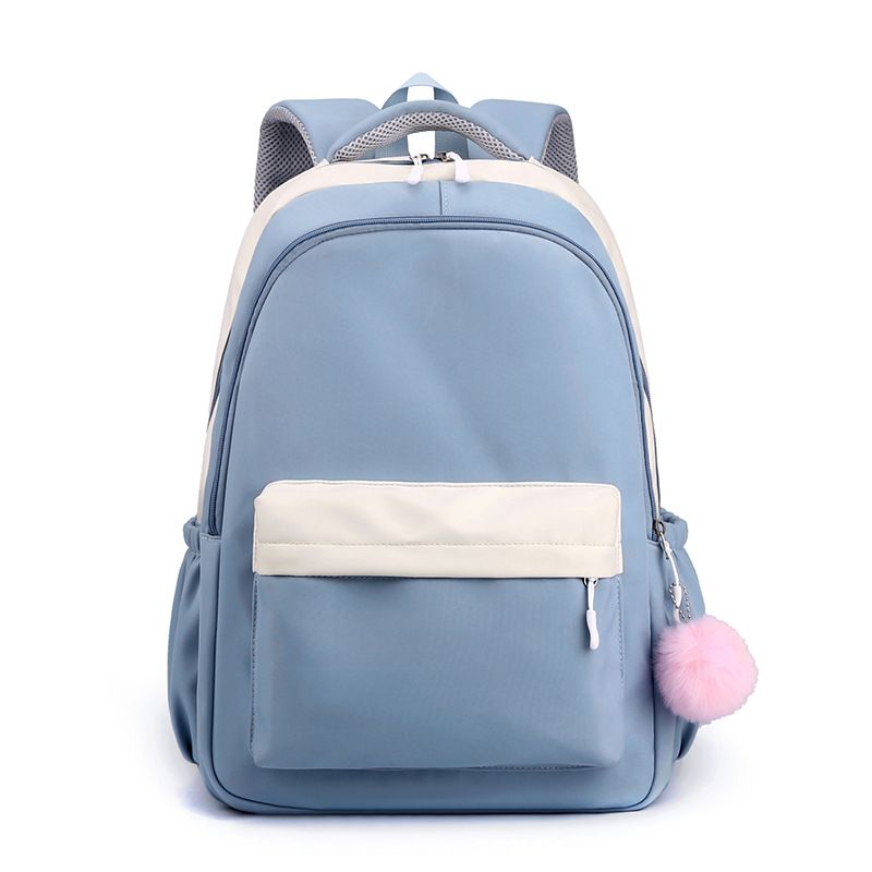 Large Capacity Nylon Backpack with Bear Doll for Women Casual Water-Resistant Travel College Daypack （blue）