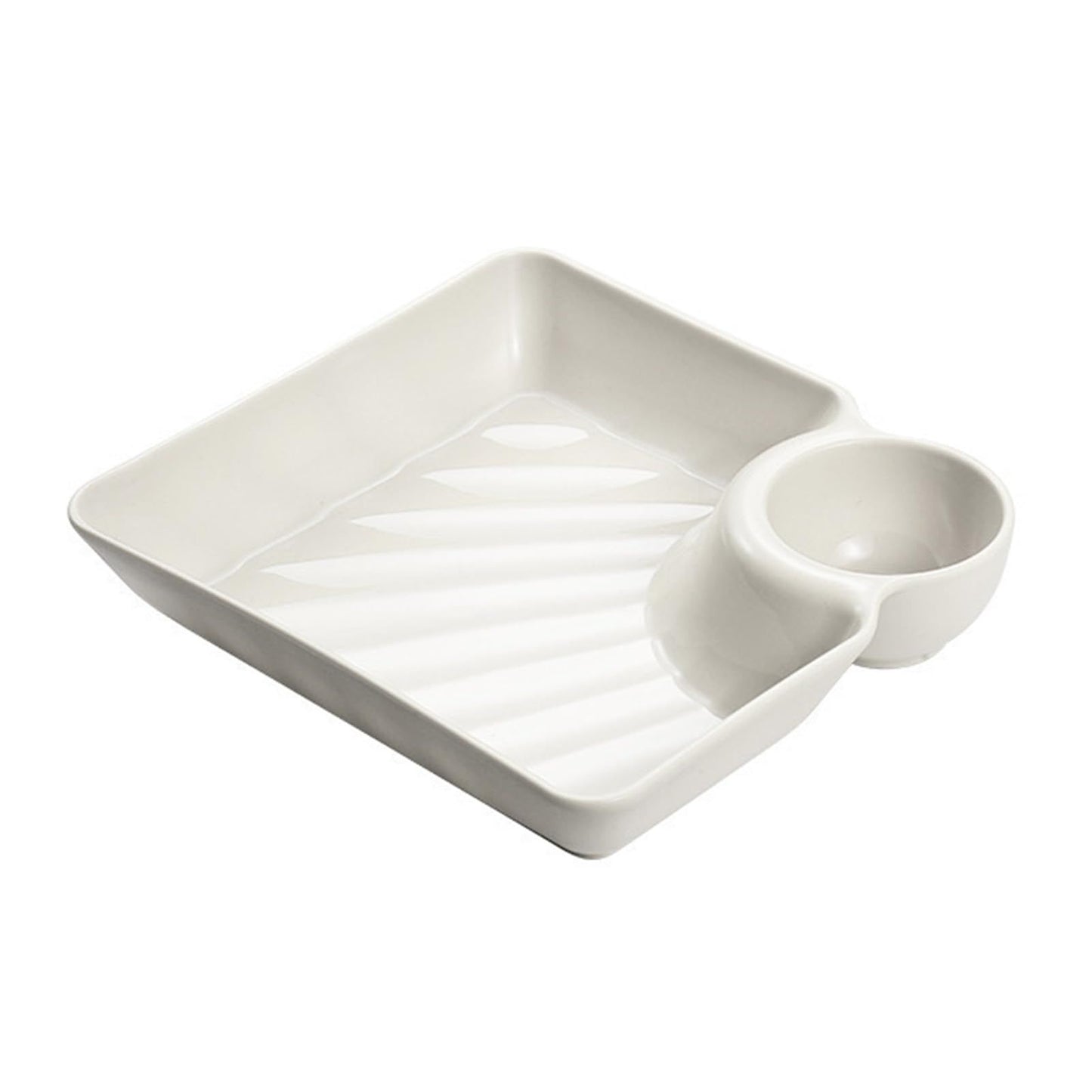 2pcs Plastic Dumpling Plates with Sauce Compartment Square Serving Plates with Sauce Holder Serving Platter Tray for Party