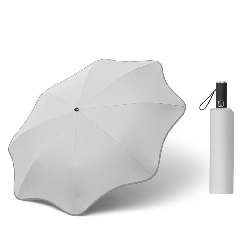 Round-Corner Anti-Poking Sunny and Rainy Umbrella with Reflective Strip Lightweight Anti-Ultraviolet Full Glass Fiber Skeleton