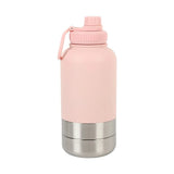 3-in-1 Portable Pet Travel Water & Food Bottle, 304 stainless steel, a must-have for walks and camping.（pink）