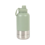 3-in-1 Portable Pet Travel Water & Food Bottle, 304 stainless steel, a must-have for walks and camping.（green）