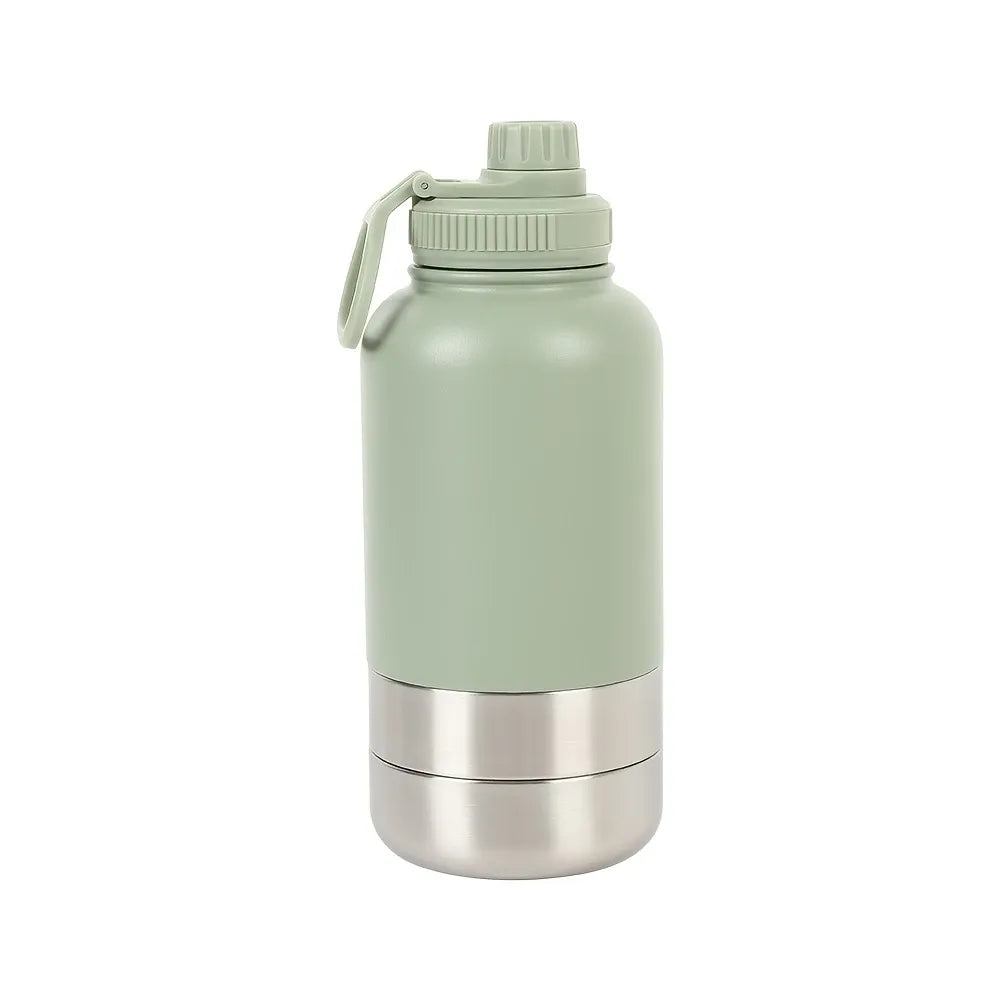 3-in-1 Portable Pet Travel Water & Food Bottle, 304 stainless steel, a must-have for walks and camping.（green）