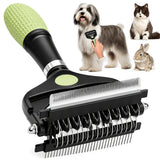 3-in-1 Pet Grooming Rake Comb: Painless Dematting, Deep Deshedding, for Long & Short Hair. Ergonomic Non-Slip Handle, Foldable & Easy to Store.
