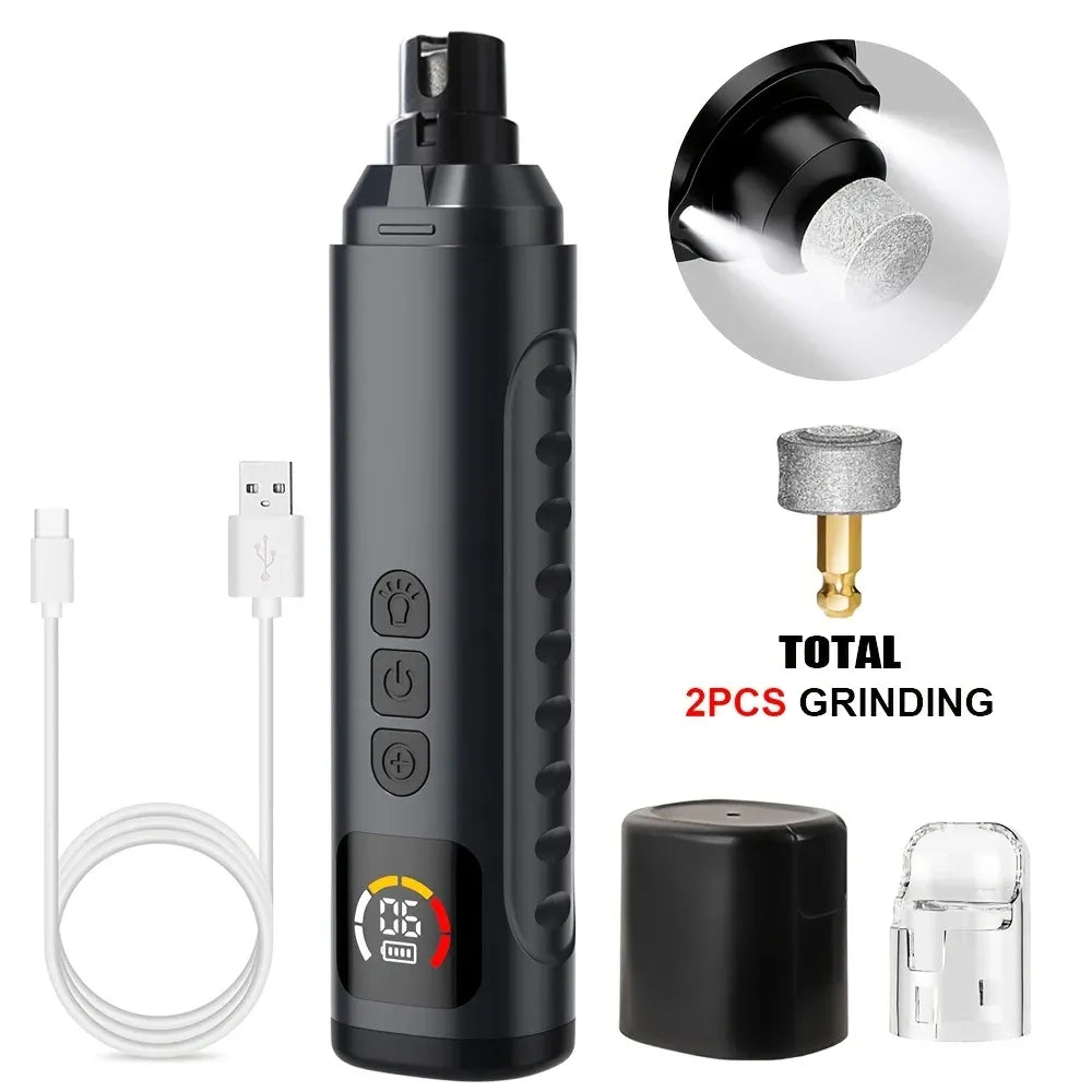 Electric Pet Nail Grinder w/ LED, 6-Speed, Low Noise & Dust Cap(BLACK)