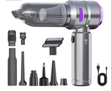 Portable Cordless Vacuum, 4-in-1 Suction/Blow/Inflate/Deflate, Car & Home Multi-Functional Cleaner, Strong Powerful Suction(Silver purple)