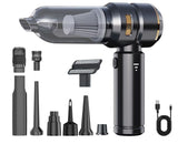 Portable Cordless Vacuum, 4-in-1 Suction/Blow/Inflate/Deflate, Car & Home Multi-Functional Cleaner, Strong Powerful Suction(Black gold)