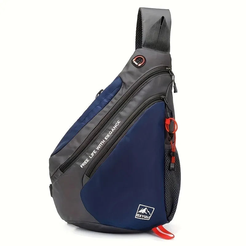 Multi-Functional Sling Chest Bag, Multi-Compartment Convertible Shoulder Strap, Thickened Mesh Strap, Cycling Hiking Commute Outdoor(blue)