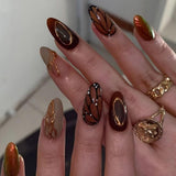 Reusable Press-On Nails for Daily Wear, Parties, and Special Occasions (Brown)