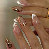 Luxury Almond Press-On Nails For Women, Ideal For Daily Wear & Special Occasions (rose gold)